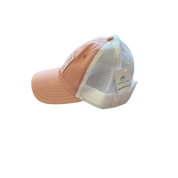 Southern Tide Patch Logo Sunfarer Trucker Style Hat Peach Adjustable OSFM New - Picture 5 of 7